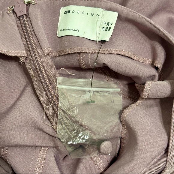 NWOT! ASOS Design Mauve Corset Mesh Sleeves Drape Mini Dress Size 4 - Picture 8 of 11